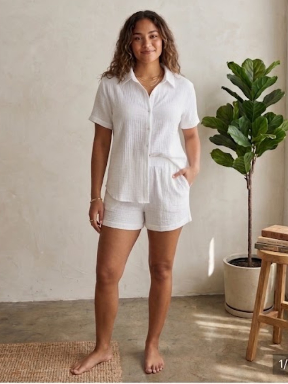 White Shirt and Shorts Set Sz M
